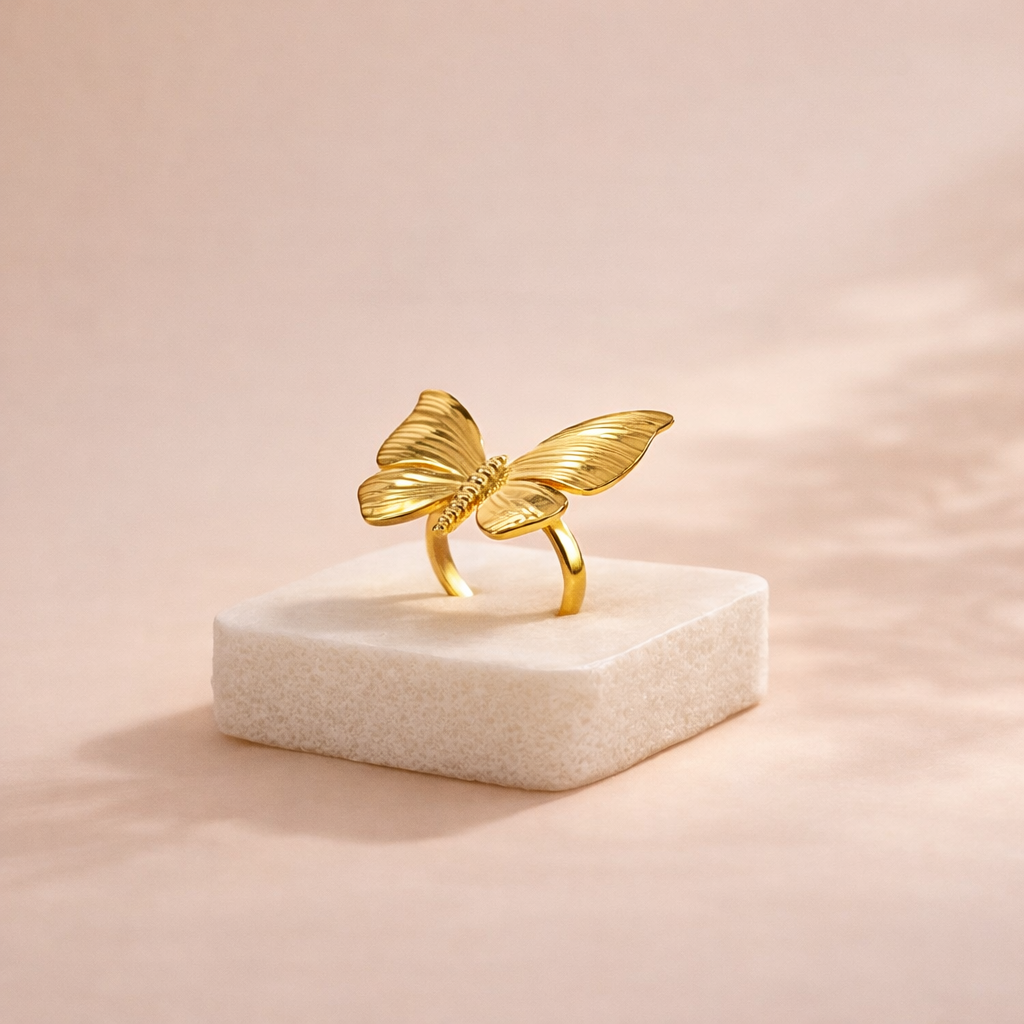 Elegant Gold Butterfly Ring Minimalist Statement Jewelry