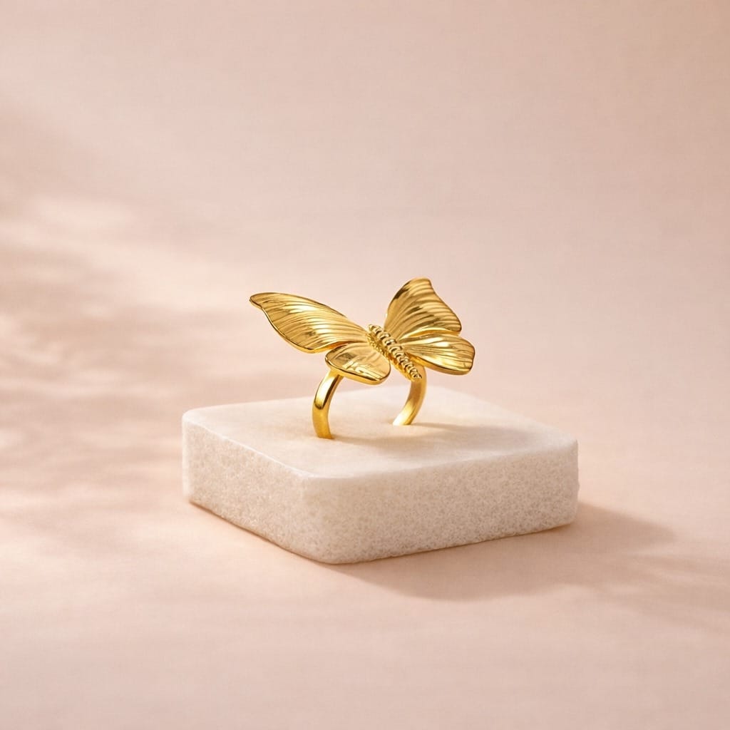 Elegant Gold Butterfly Ring Minimalist Statement Jewelry