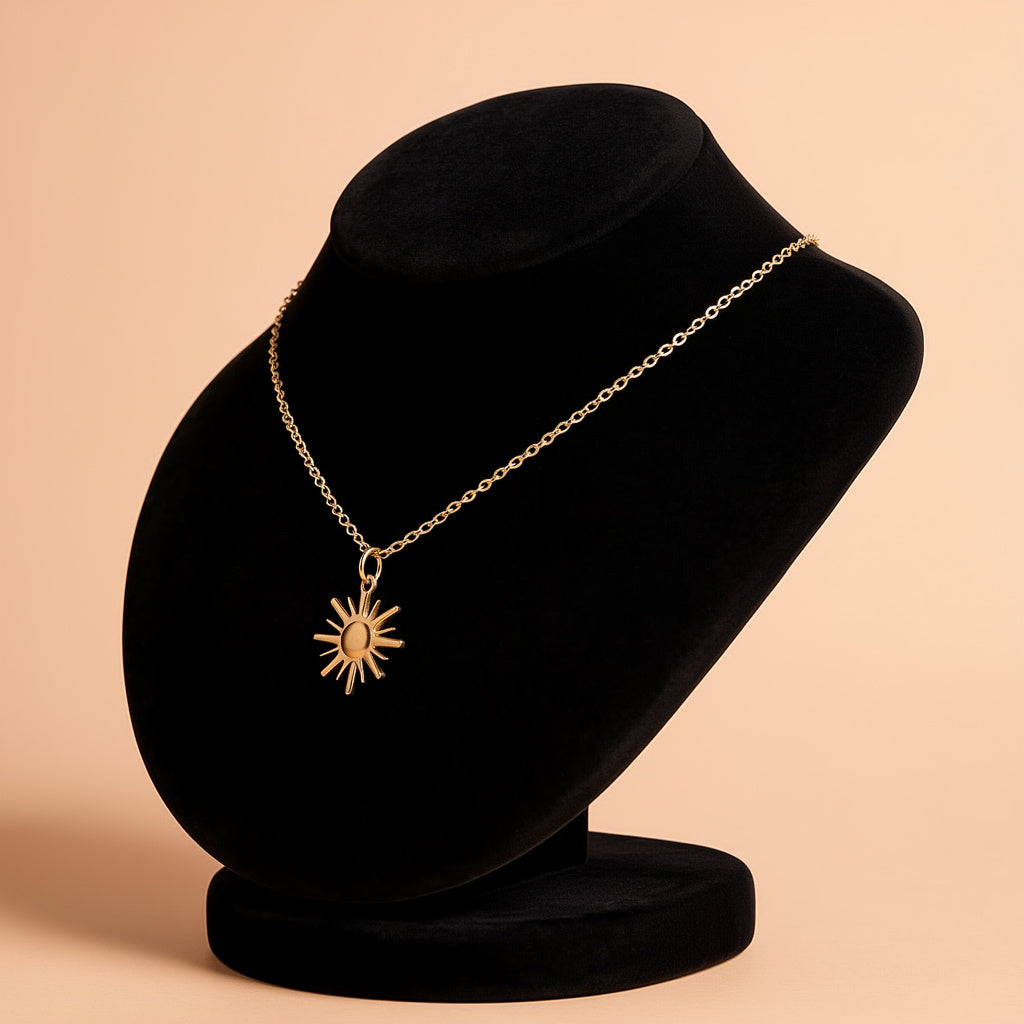 Gold Sunburst Pendant Necklace – Minimalist Celestial Jewelry