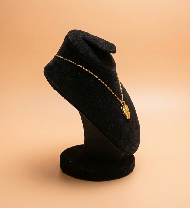 Gold Angel Wing Heart Pendant Necklace Elegant Symbolic Jewelry