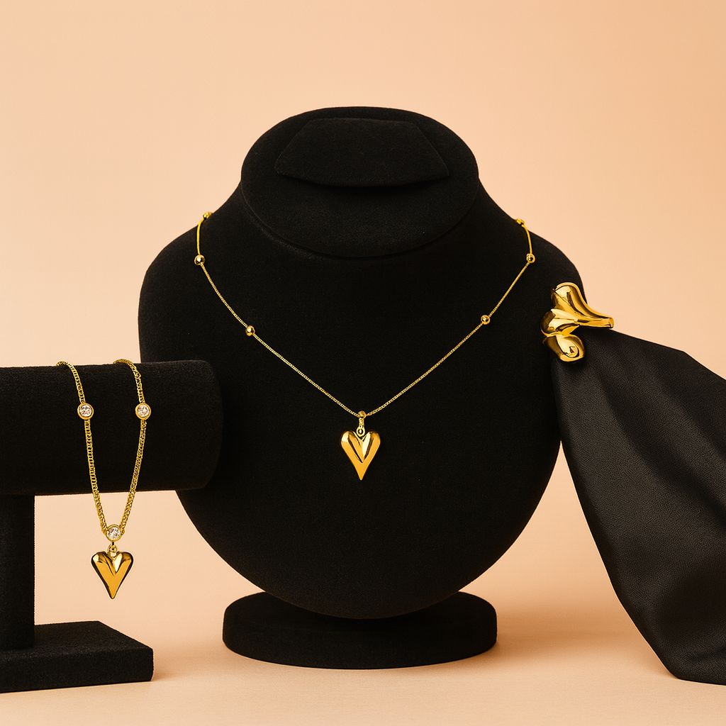 Golden Heart Elegance Pendant Set
