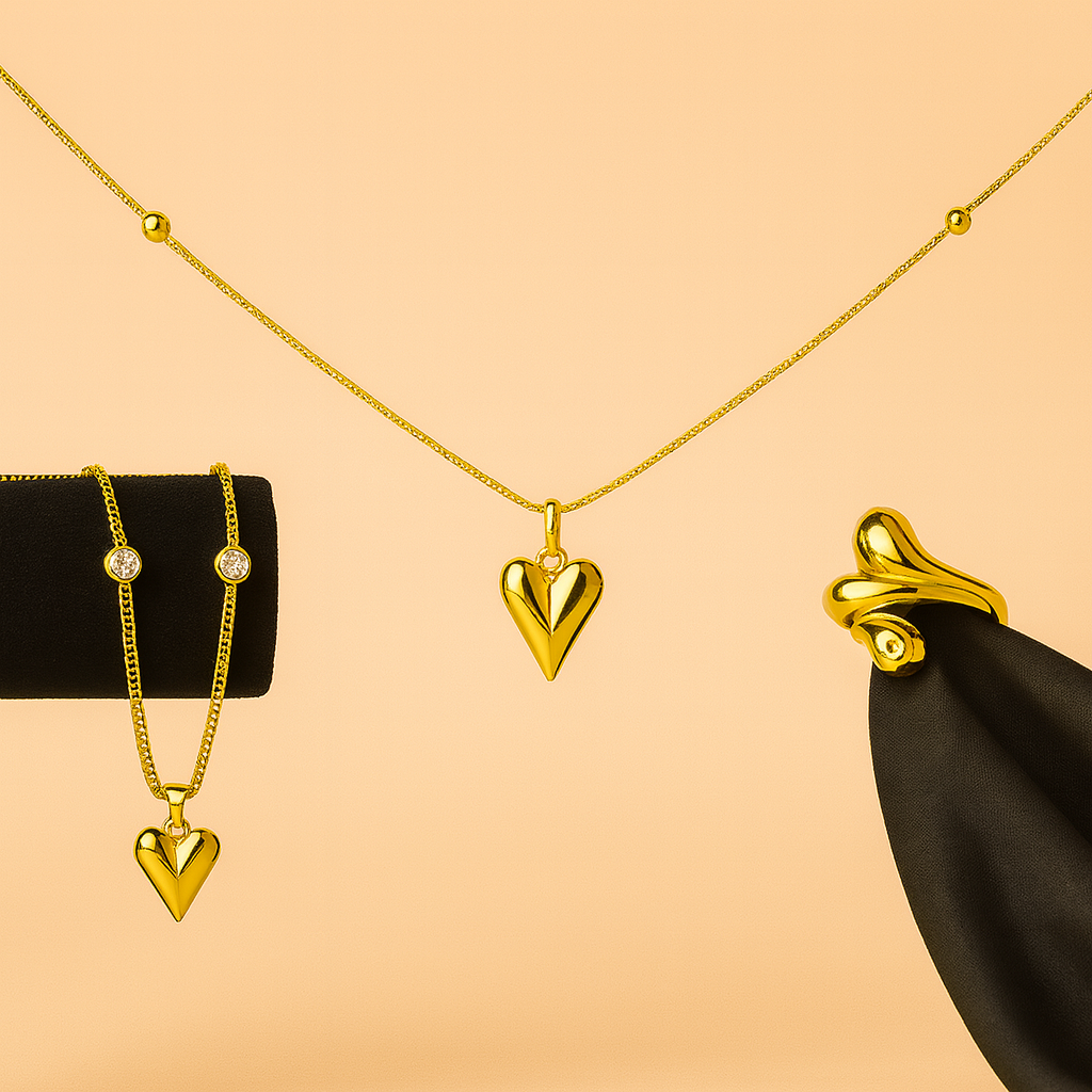 Golden Heart Elegance Pendant Set