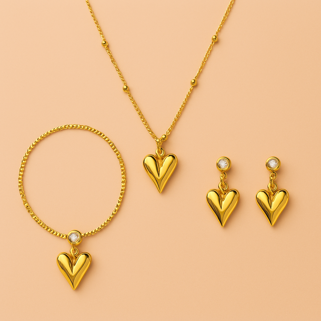 Golden Heart Elegance Pendant Set