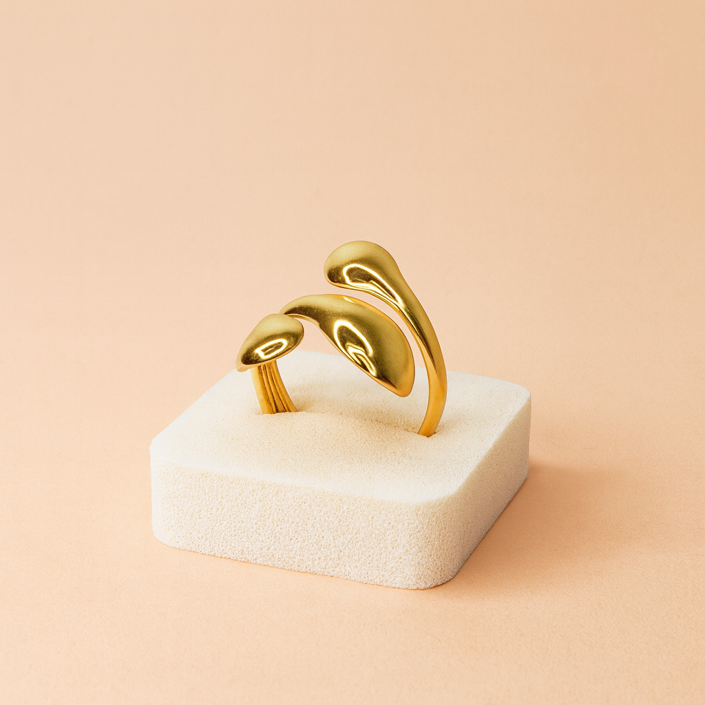 Elegant Gold-Finish Bypass Ring Modern Minimal Statement Jewelry