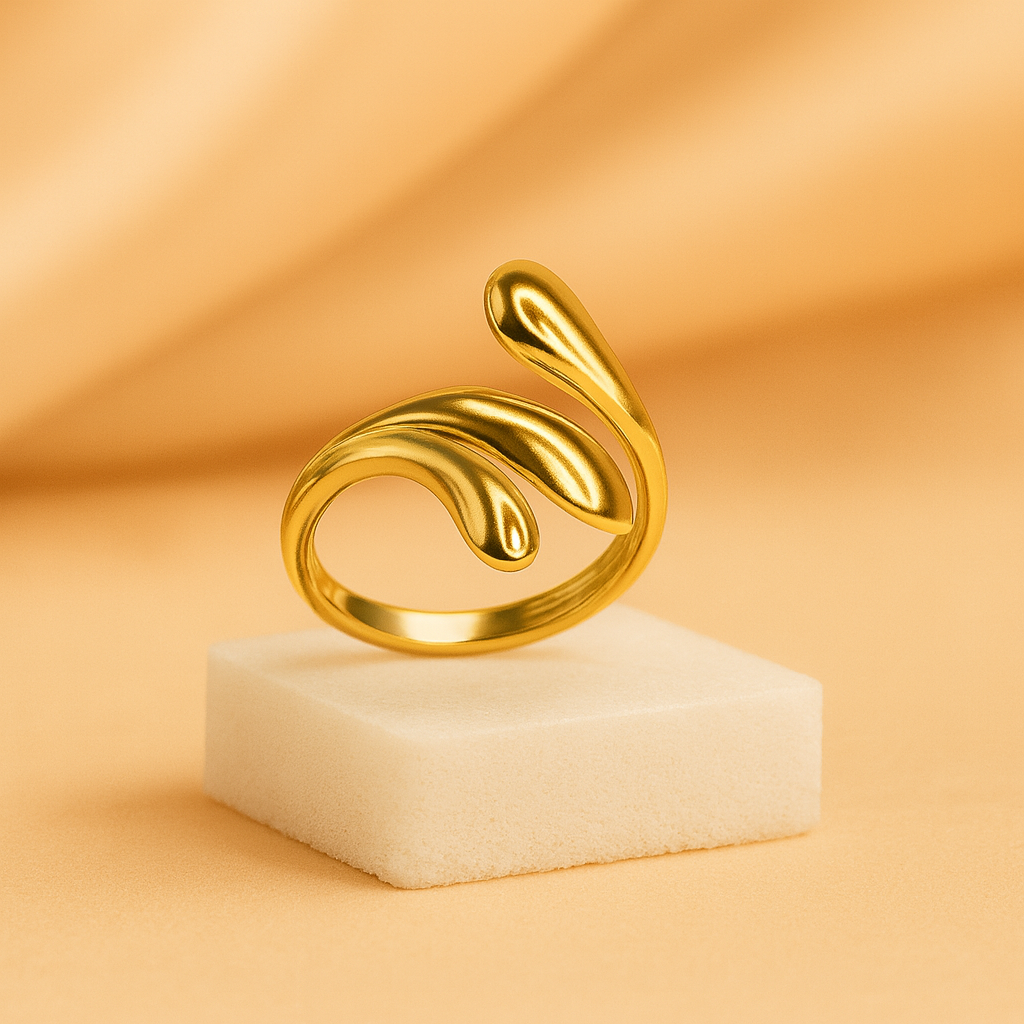 Elegant Gold-Finish Bypass Ring Modern Minimal Statement Jewelry