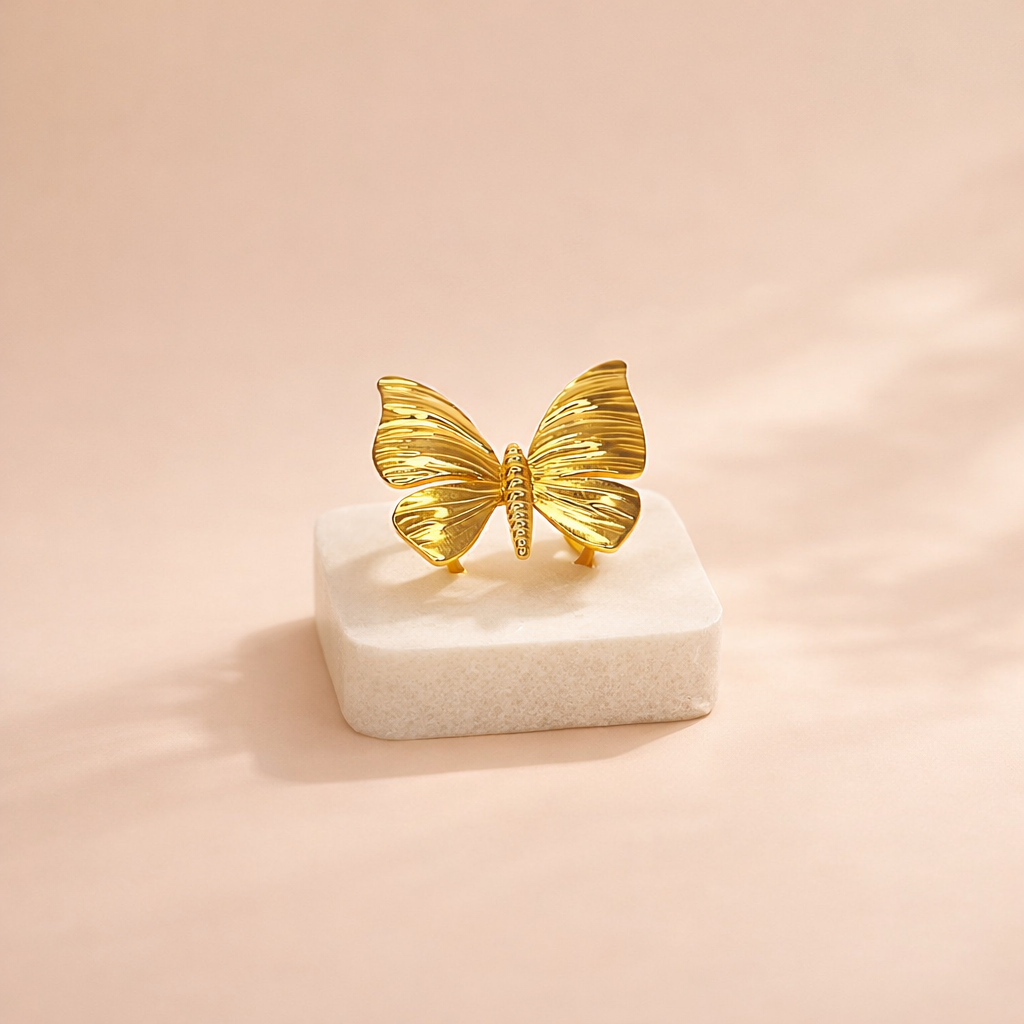Elegant Gold Butterfly Ring Minimalist Statement Jewelry