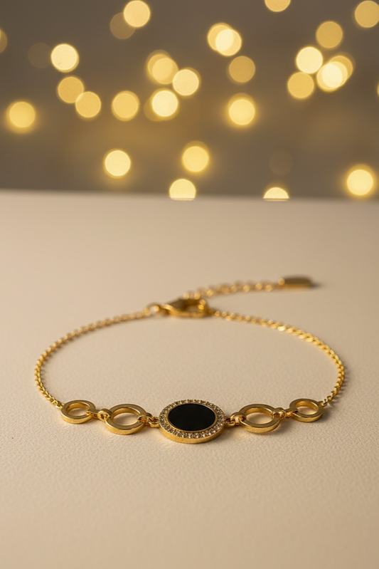 Luxury Pave & Enamel Circle Medallion Bracelet