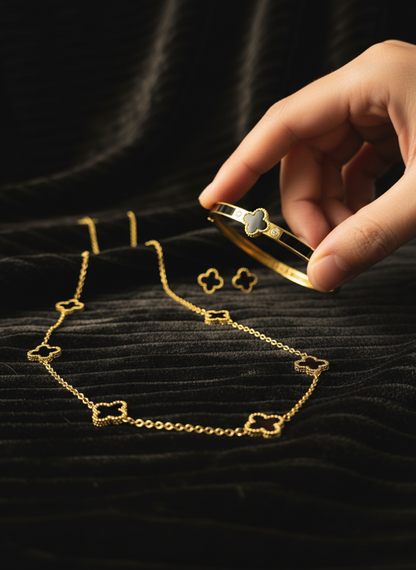✨ The Eternal Clover Set: Necklace, Bracelet & Earrings Combo | Special Offer!