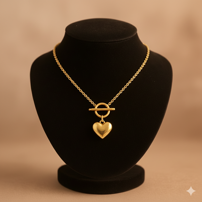 Durable Stainless Steel Heart Toggle Necklace