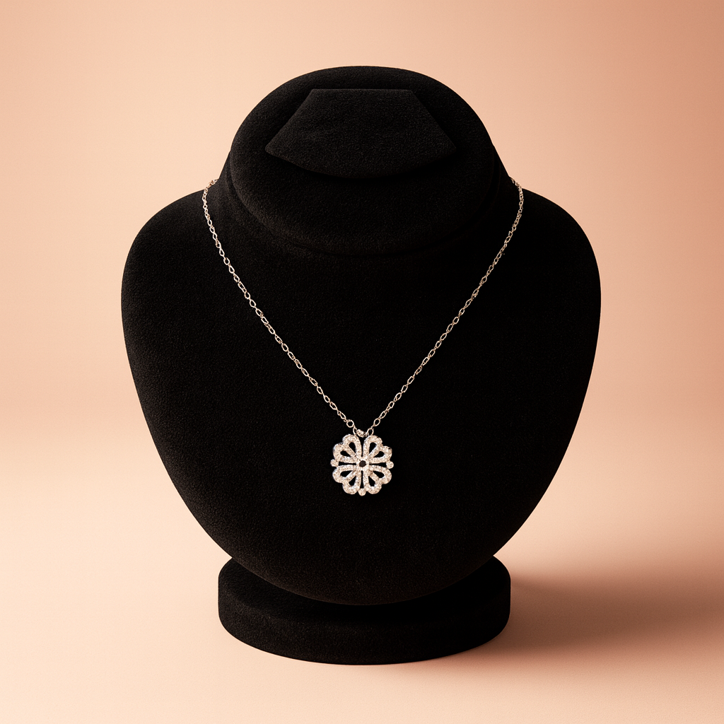 Elegant Gold Floral & Heart Pendant Necklace