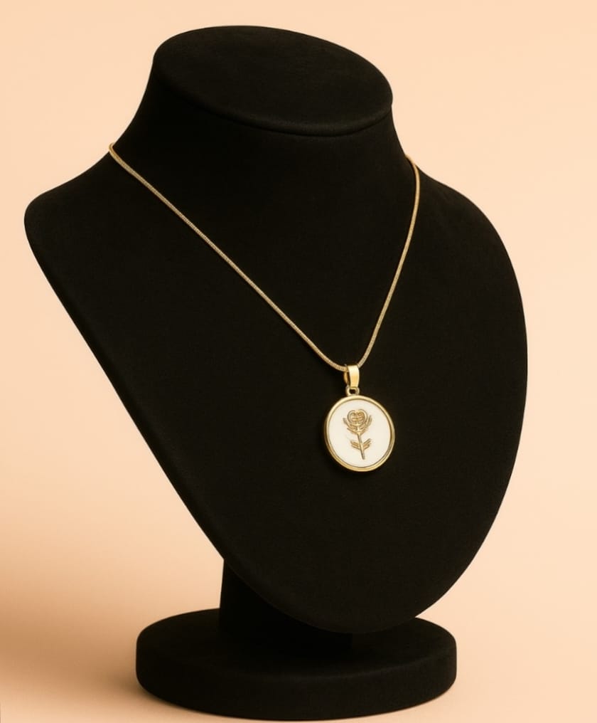 Elegant Gold Rose Medallion Necklace