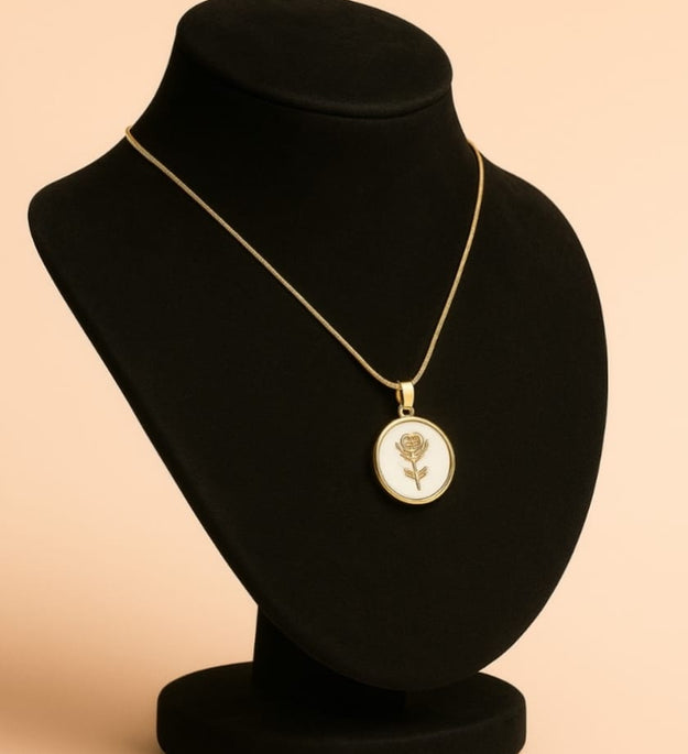 Elegant Gold Rose Medallion Necklace