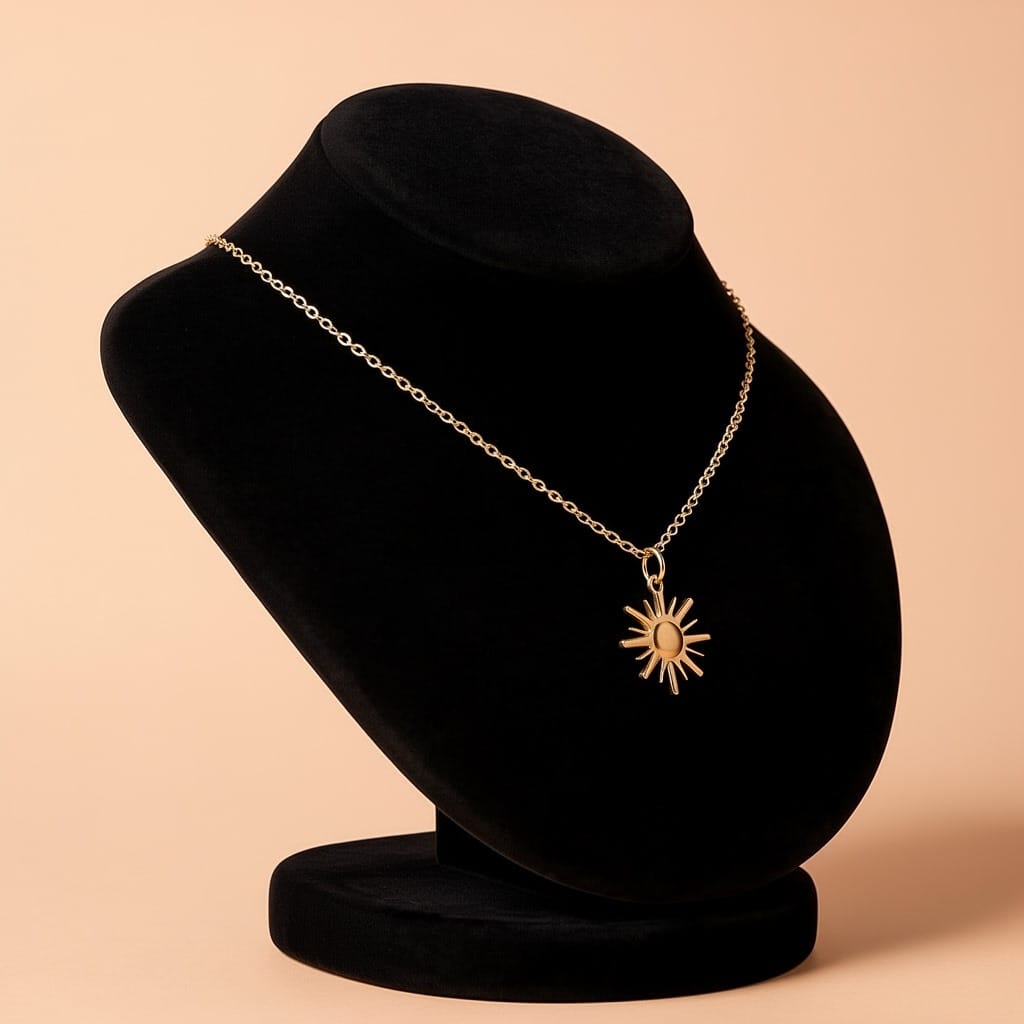 Gold Sunburst Pendant Necklace – Minimalist Celestial Jewelry