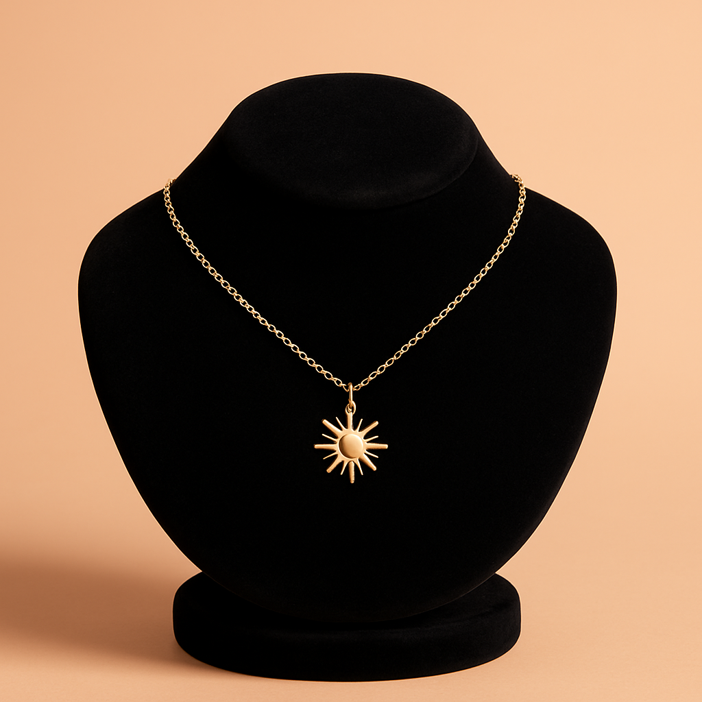 Gold Sunburst Pendant Necklace – Minimalist Celestial Jewelry