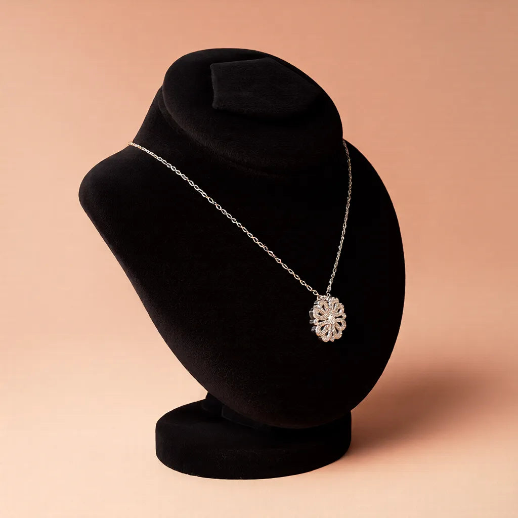 Elegant Gold Floral & Heart Pendant Necklace