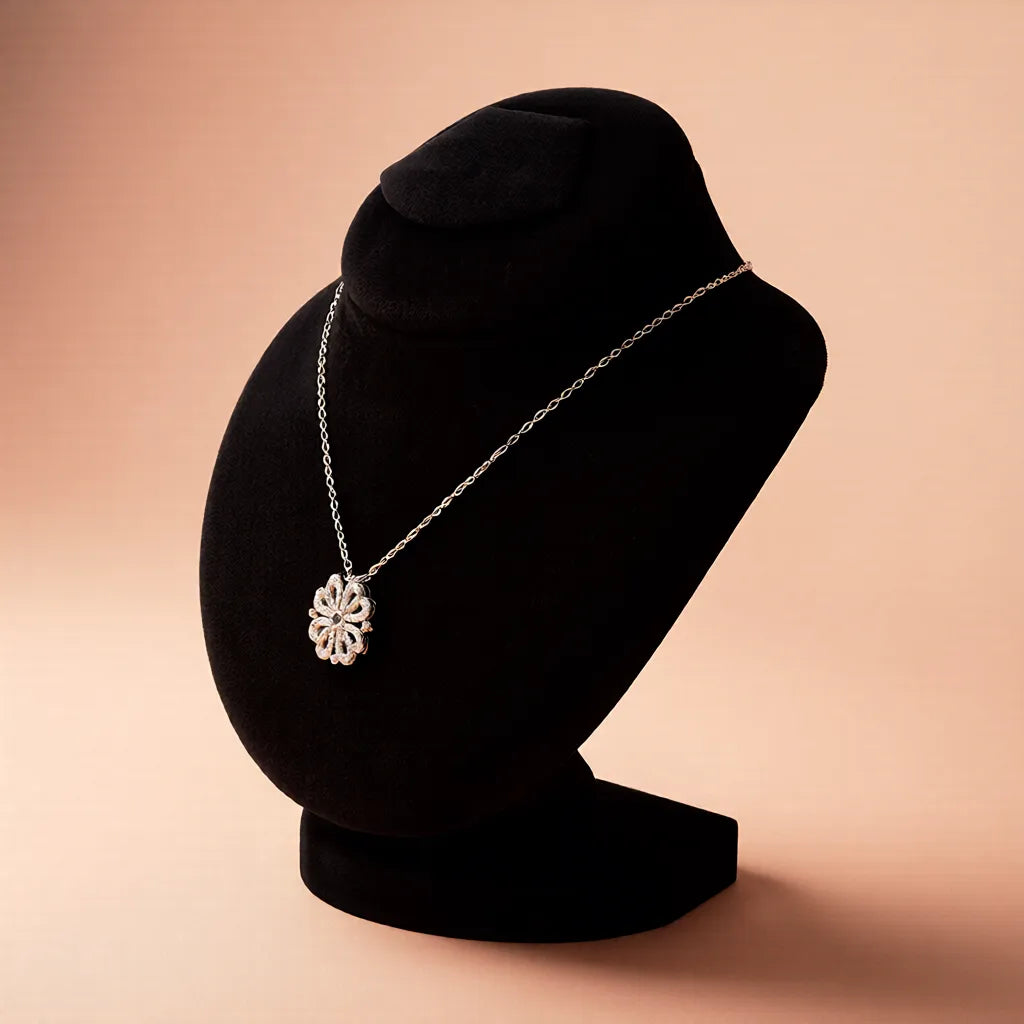 Elegant Gold Floral & Heart Pendant Necklace