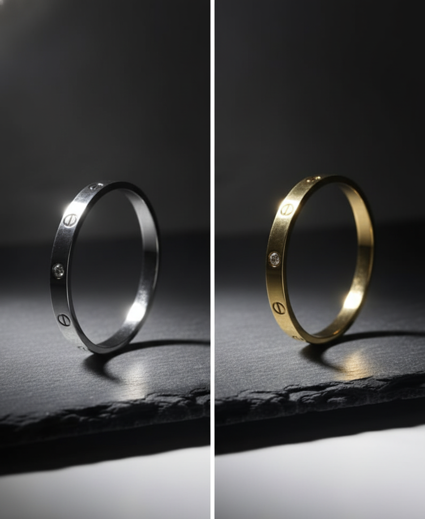 Iconic Love Bracelet Duet: Gold & Silver Tone Cuff Bangles