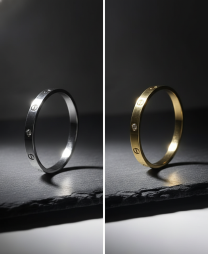 Iconic Love Bracelet Duet: Gold & Silver Tone Cuff Bangles