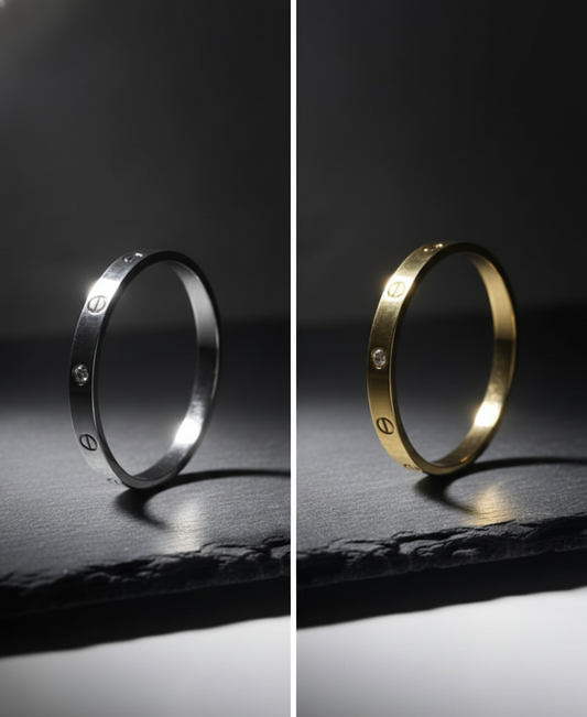 Iconic Love Bracelet Duet: Gold & Silver Tone Cuff Bangles